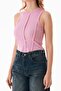 Ribbed Halter Neck Stitched Crop Body - 7