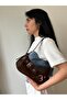 Women's Brown Lotus Model Crossbody Shoulder Bag with Adjustable Belt Strap - 4