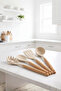 5-Piece Silicone Heat-Resistant Spoon Set with Spoon Holder, Colander, Pasta Serving Spoon Set, Cream - 2