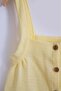 Baby Girl 100% Cotton Muslin 2-Piece Summer Strap Shorts Set - Yellow - 4