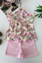 My Little One's Tulip Patterned Girls' Shirt and Shorts Set - Light Pink - 2