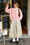 Pink V-Neck Oversize Women's Knitwear Sweater Mg2149