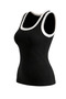 Women's Contrast Piping Detailed U-Neck Crop Tank Top Blouse - 3