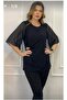 Plus Size Chiffon Sleeved Blouse with Buckle Detail - 5