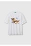 Men's White 100% Cotton Photo Printed Relaxed Fit T-Shirt