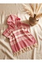 Cotton Paris Children's Bathrobe Poncho 100% Cotton Beach Towel Peshtemal Pink - 2