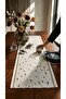 Linen Look Embroidery Detailed Tasseled Gardenia Fabric Runner |   Machine Washable Runner |   45*140 - 2