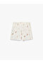 Lace Detailed Comfortable Cut Teddy Bear Printed Shorts Pajama Bottoms - 6