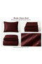 100% Cotton Satin Striped Double Duvet Cover Set - Claret Red - 3