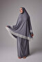 Women's Two-Piece Summer Breathable, Flowy Abaya Prayer Dress, Grey - 4