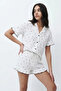 طقم بيجامة نسائي أبيض منقوش عصري - 5
