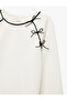 Bow Detailed Long Sleeve Crew Neck Ribbed Sweatshirt - 4