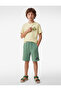 Printed, Lace-Up Waist, Textured Cotton Shorts