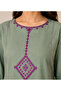 Women’s Olive Green Embroidered 2-Piece Suit - 2