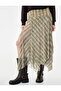 Asymmetrical Cut Waist-Fitted Plaid Tulle Midi Skirt - 2