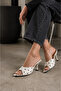 Women's Heeled Polka Dot Beige Heeled Slippers