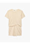 Polka Dot Comfortable Fit Short Sleeve Crew Neck Pajama Set with Shorts - 3