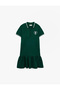 Cotton Zipper Detailed Short Sleeve Polo Collar Dress - 4