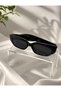 Black Thin Rectangular Framed Women's Sunglasses - 2