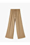Wide Leg Pocket Viscose Blended Trousers with Lace-Up Waist - 3