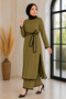 Shepherd's Stitched Belted Suit Khaki 19365