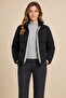 Women's Black Padded Puffer Coat - High Collar, Water-Resistant - Cold Proof - 2