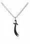Hz. Ali Written Zulfiqar Figured Black Detailed Unisex Necklace - 60 cm Chain, Spiritual Jewelry