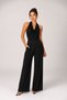 Women's Black Degaje Collar Blouse & High Waist Palazzo Pants Bottom-Top Set - 2
