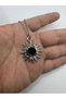 Unisex Necklace with Black Stone and Sun Figure |   Zamak Plating |   Modern Design with 60 cm Chain - 2