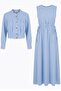Women's Blue Jacketed Suit Modern Cut Hijab Dress - 4