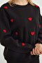 3 Thread Heart Embroidered O Oversized Sweatshirt - 6