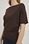 Half Sleeve Boat Neck Waist-Slit Blouse - 5