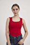 Square Neck Strap Snap Fastener Flexible Bodysuit - 2