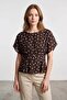 Polka Dot Pleated Low Sleeve Blouse - 2