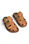 Y596549502 Tan Suede Buckle Closed Front Women's Slippers - 4