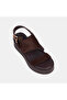 Women's Bitter Brown Gold Buckle Wedge Heeled Suede Sandals - 7