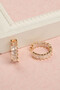 Women's Yellow Steel Matrix Baguette Stone Hoop Earrings Set of Two - 3
