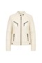 White Roman Quilted Zipper Detailed Women's Genuine Leather Coat - 4