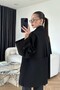 Women's Windbreaker Detailed Belted Short Black Trench Coat - 3