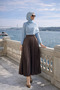 Women's Premium Pleated Dark Brown Long Hijab Skirt