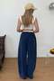 Women's Elastic Waist Double Pocket Modal Fabric Trousers Navy Blue - Mw0000339 - 5