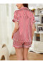 Red Striped Piping Shirt and Shorts Set - 3