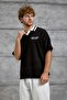 Men's T-Shirt Dp Rising Print Tricot Black Oversize Printed Polo Collar Knitwear - 4