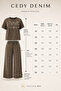 Tencel Fabric Stone Detailed Oversize Wide Leg Top and Bottom Set C7925 Anthracite - 2