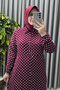 Women's Islamic Clothing Plus Size Polka Dot Shirt Dress - 6