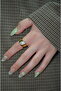 Oval Stone Detailed Gold Steel Ring - 2