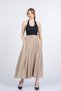 Women's Summer Beige Pure Lady Elastic Waist Long Skirt Stylish Daily Comfortable 6782