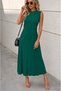 New Season Women's Sleeveless Crew Neck Front Ribbed Long Viscose Holiday Dress - 5