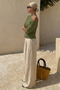 Women's Body-Fitting Basic Khaki Tight Blouse - 2