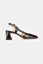 Women's Brown Patent Leather Genuine Natural Leather Thick Heel Open Back Shoes, Size 35-41 - 6